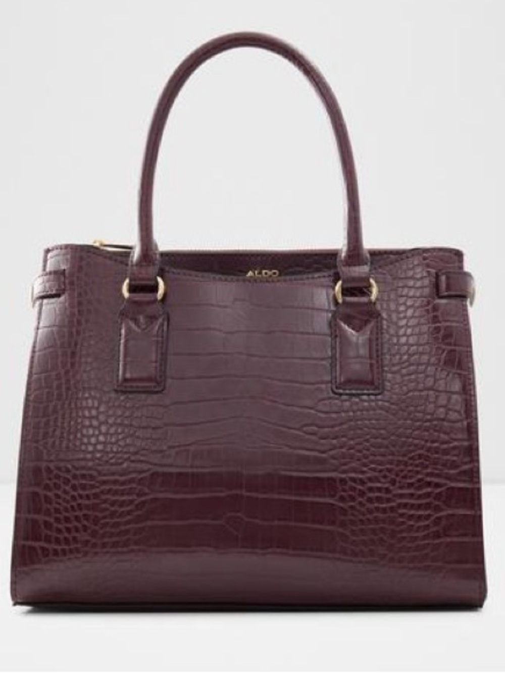 Aldo Croc Embossed Treskerby Satchel - Burgundy